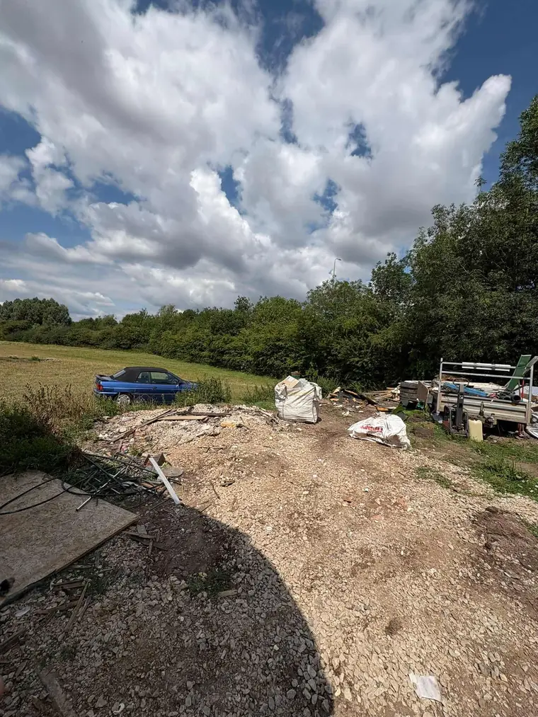 The same spot with the fence panels and timber cleared away